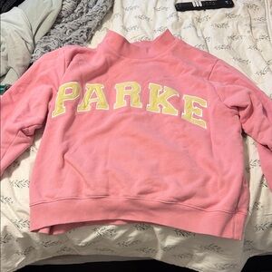 Pink Sweatshirt with Yellow Lettering PARKE L/XL
